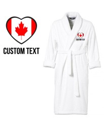 Canada Flag Heart Shape Embroidery Logo with Custom Text Embroidered Bathrobes